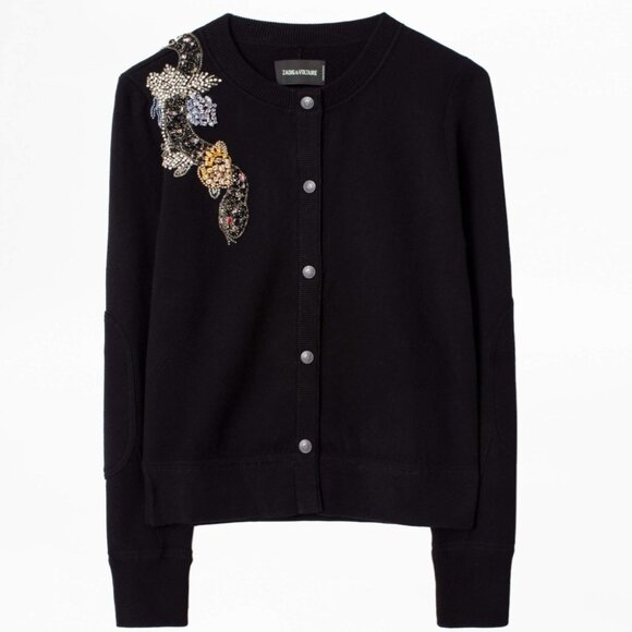NWT - Zadig & Voltaire Puky Cows Snake Beads Cardigan BLACK✨ - Picture 12 of 14